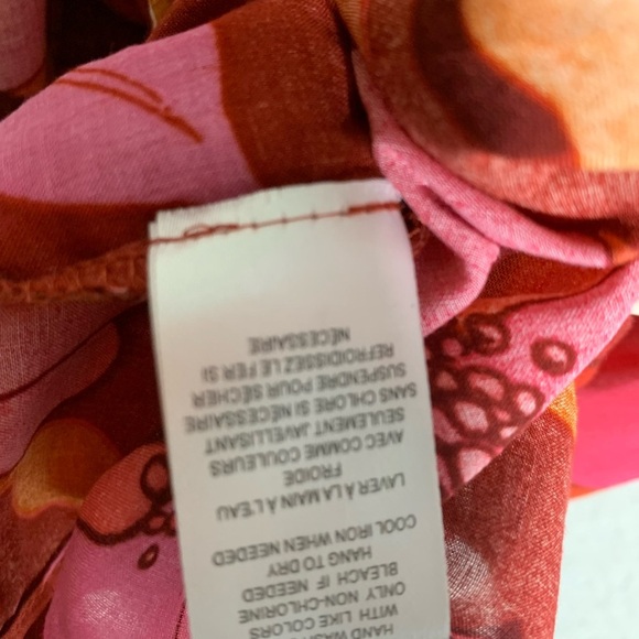 Size L DR2 by Daniel Rainn Red Orange Pink Floral Sleeveless Tank Top - Picture 6 of 7